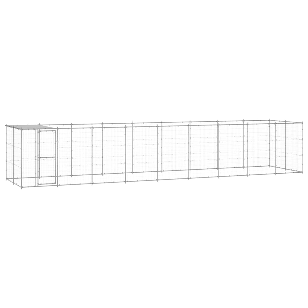 vidaXL Padoc câini de exterior cu acoperiș, 21,78 m², oțel galvanizat