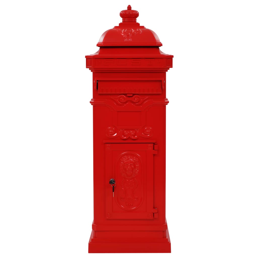 vidaXL Cutie poștală stâlp, aluminiu, stil vintage, inoxidabil, roșu