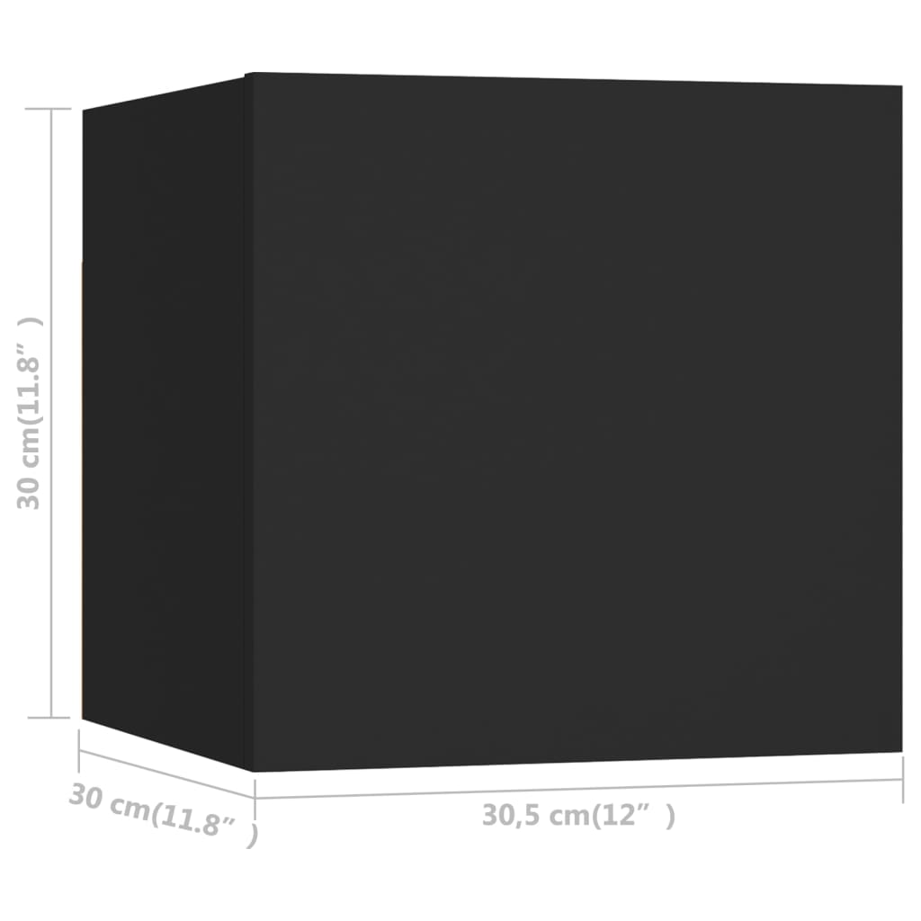 vidaXL Dulapuri TV montaj pe perete, 4 buc., negru, 30,5x30x30 cm