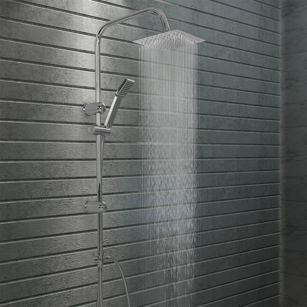 vidaXL Set de duș cu două capete, cu duș de mână, oțel inoxidabil