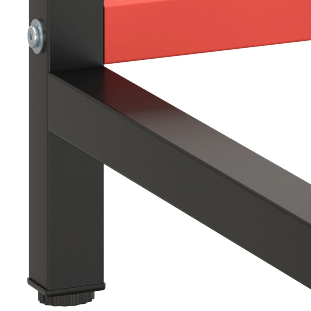 vidaXL Cadru banc de lucru, negru mat/roșu mat, 180x57x79 cm, metal