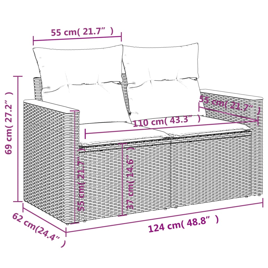 vidaXL Set canapele de grădină cu perne, 8 piese, gri, poliratan