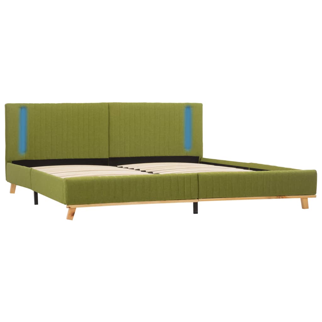 vidaXL Cadru de pat cu LED, verde, 180 x 200 cm, material textil
