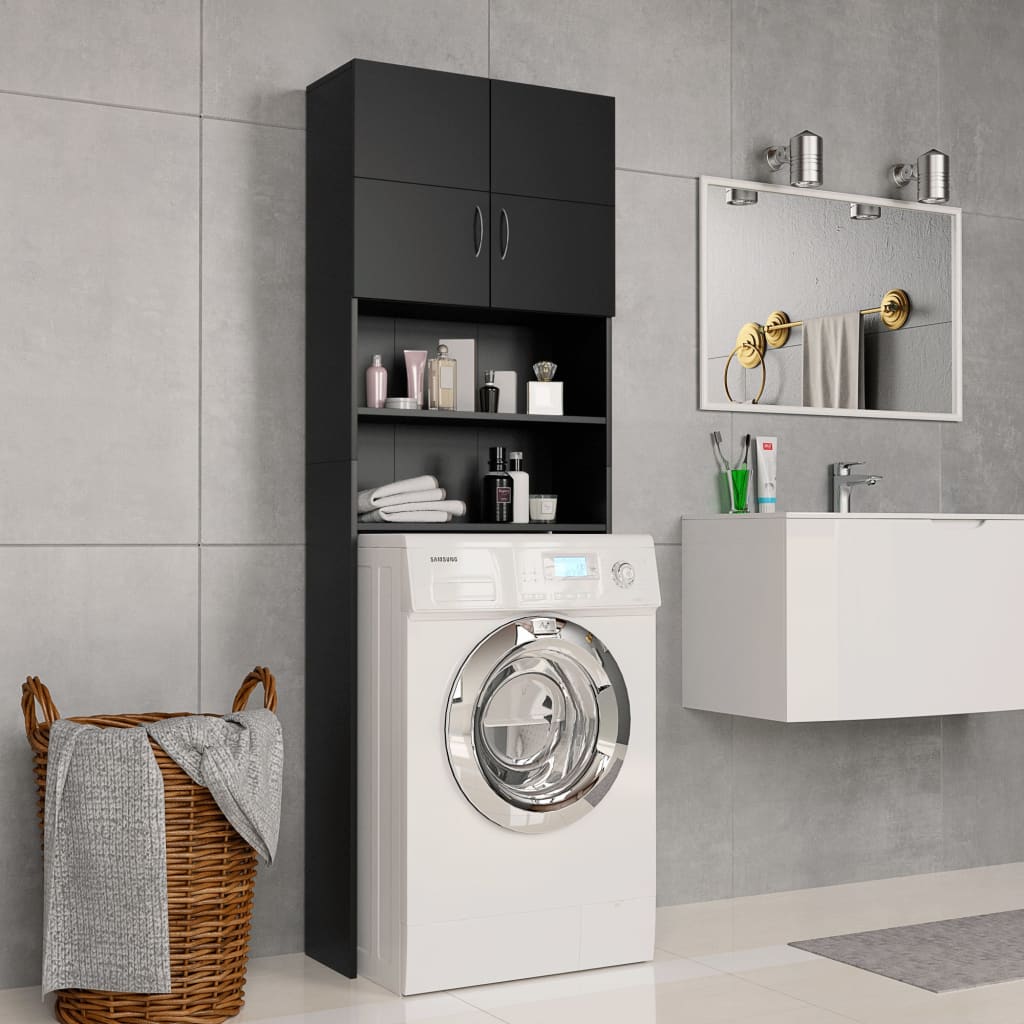 vidaXL Dulap mașina de spălat, negru, 64x25,5x190 cm, PAL