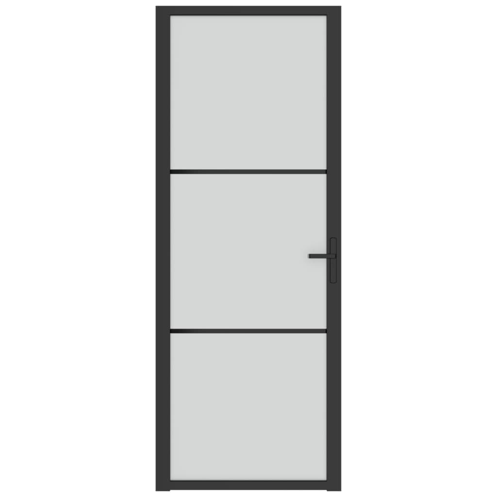 vidaXL Ușă de interior, 76x201,5 cm, sticlă neagră mată și aluminiu
