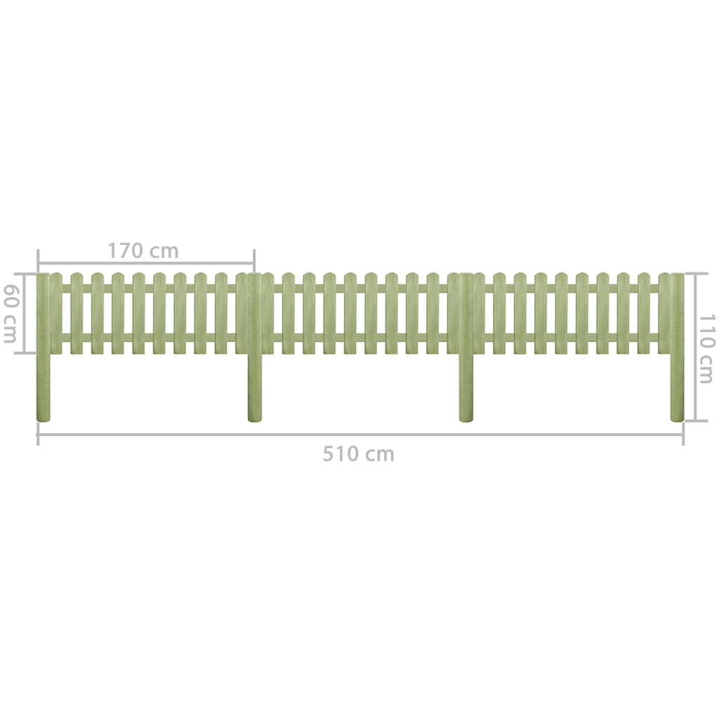vidaXL Gard din scânduri 5,1 m 110 cm 6/9 cm lemn de pin tratat