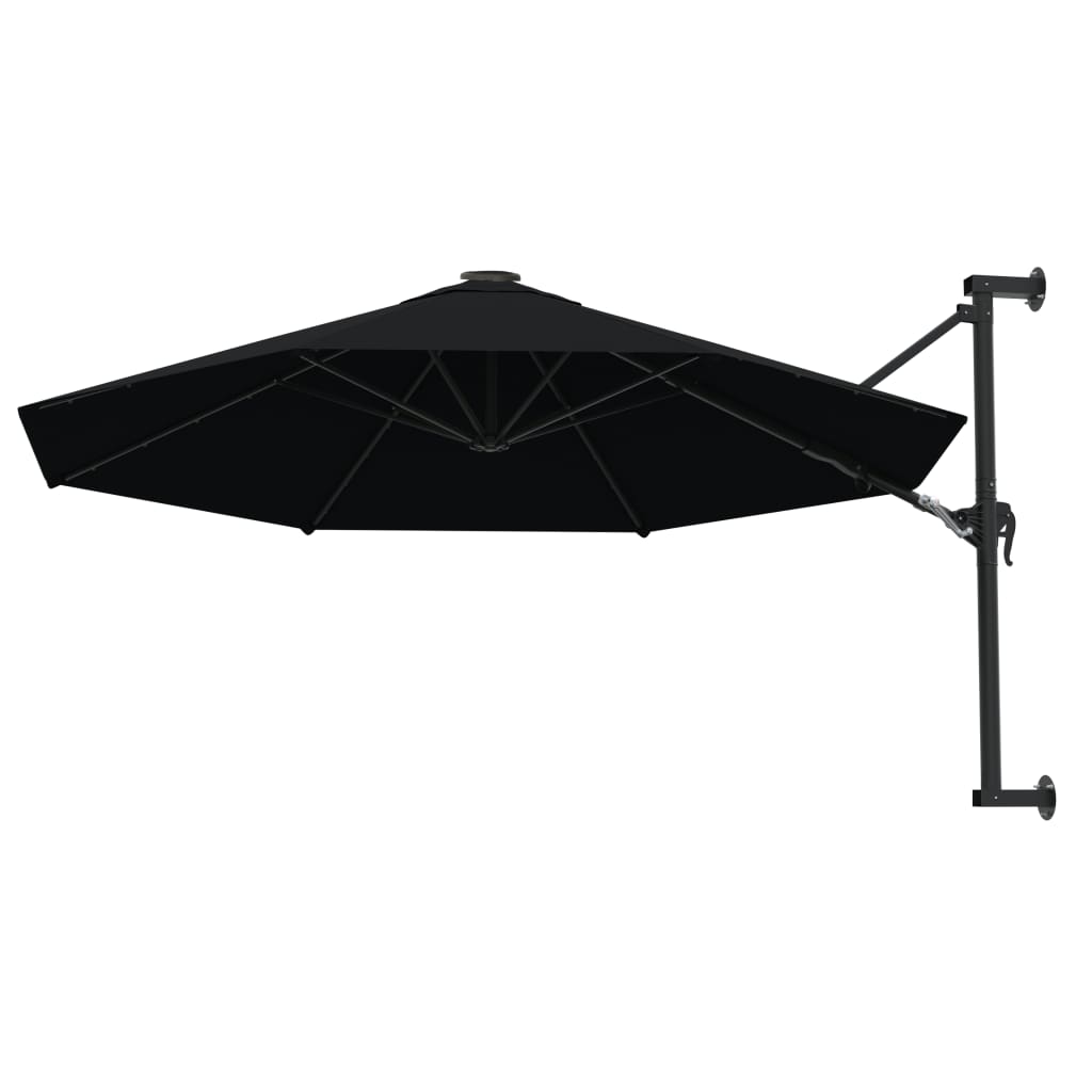 vidaXL Umbrelă de soare de perete cu stâlp metalic, negru, 300 cm