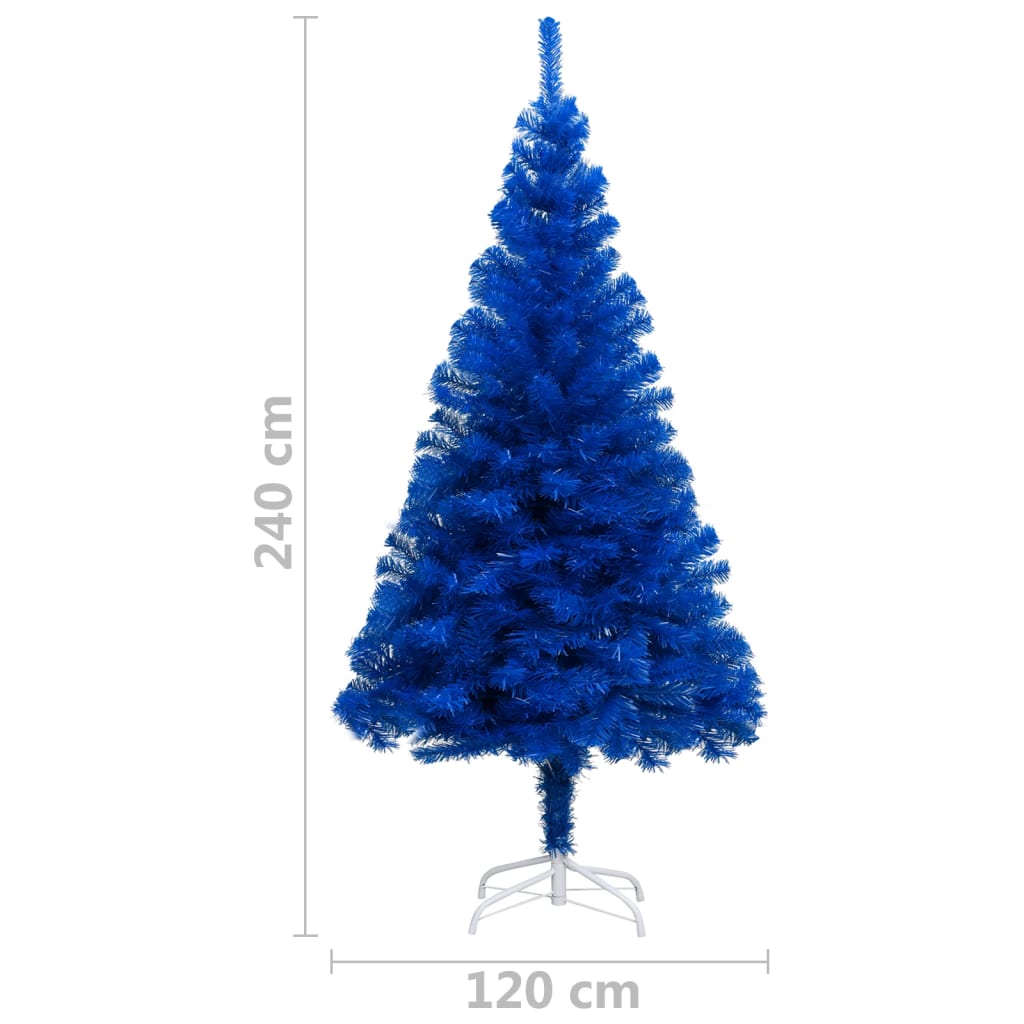 vidaXL Brad Crăciun artificial pre-iluminat/suport albastru 240 cm PVC