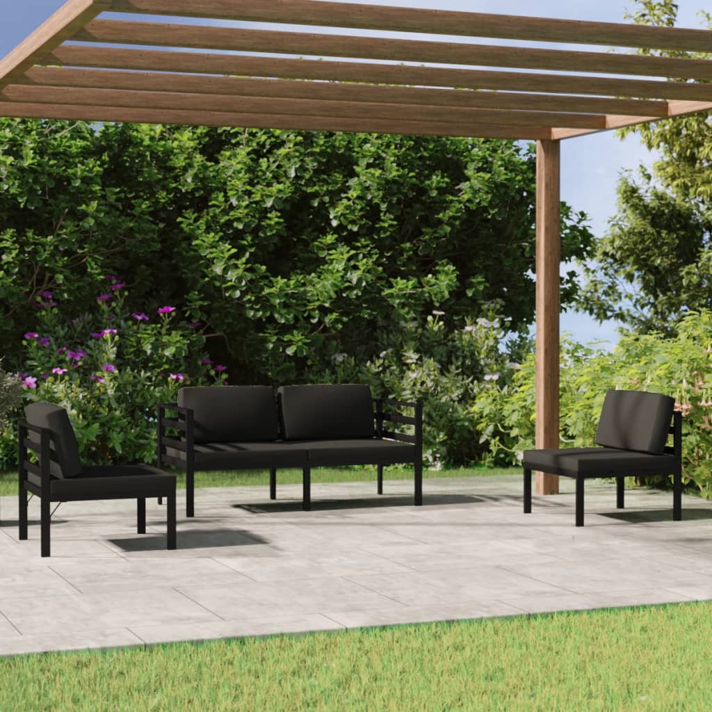 vidaXL Set mobilier de grădină cu perne, 4 piese, antracit, aluminiu