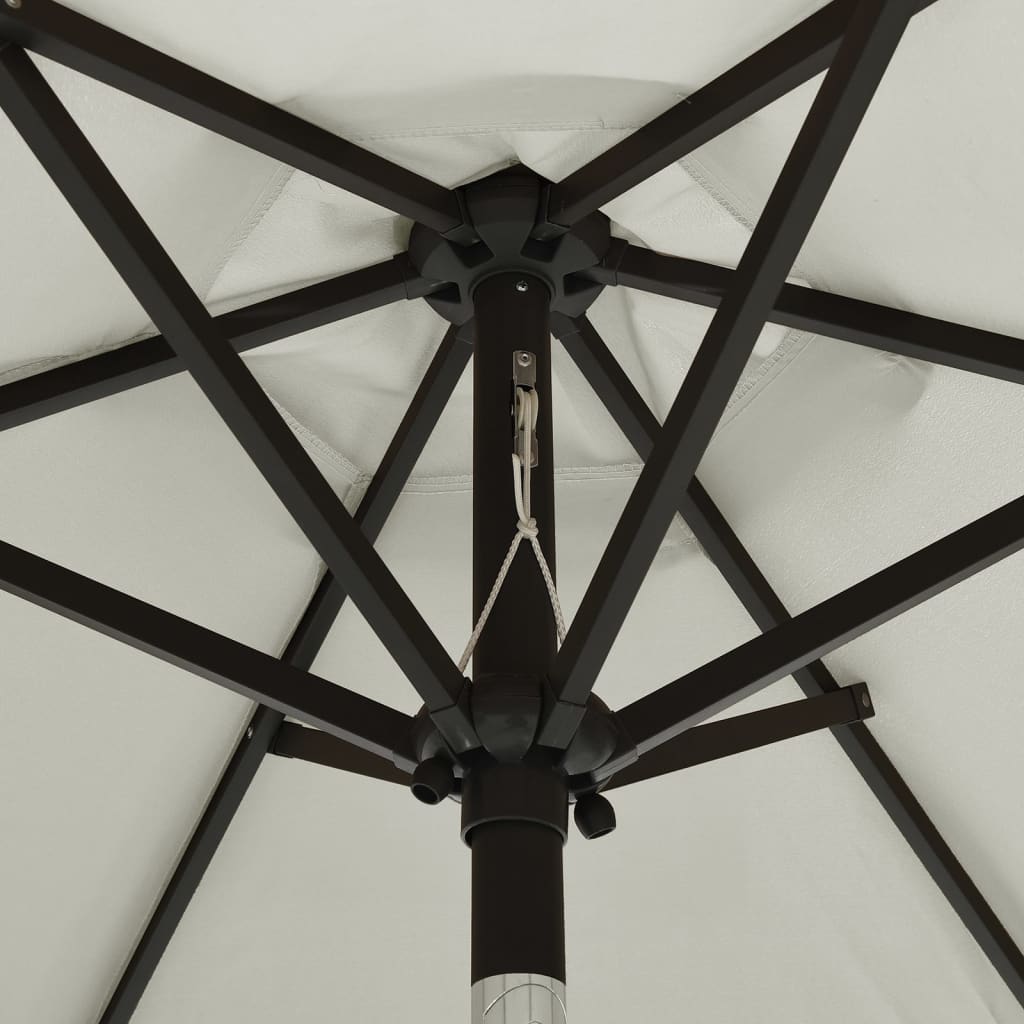 vidaXL Umbrelă de soare cu lumini LED, nisipiu, 200x211 cm, aluminiu
