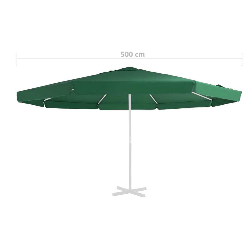 vidaXL Pânză de schimb umbrelă de soare de grădină, verde, 500 cm
