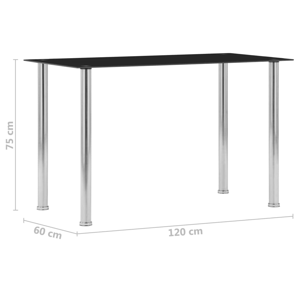 vidaXL Masă de bucătărie, negru, 120 x 60 x 75 cm, sticlă securizată