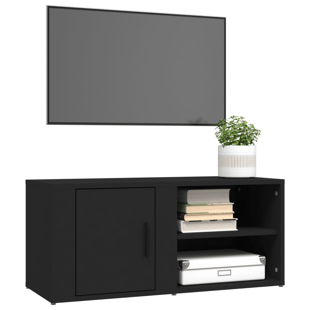 vidaXL Comodă TV, negru, 80x31,5x36 cm, lemn prelucrat
