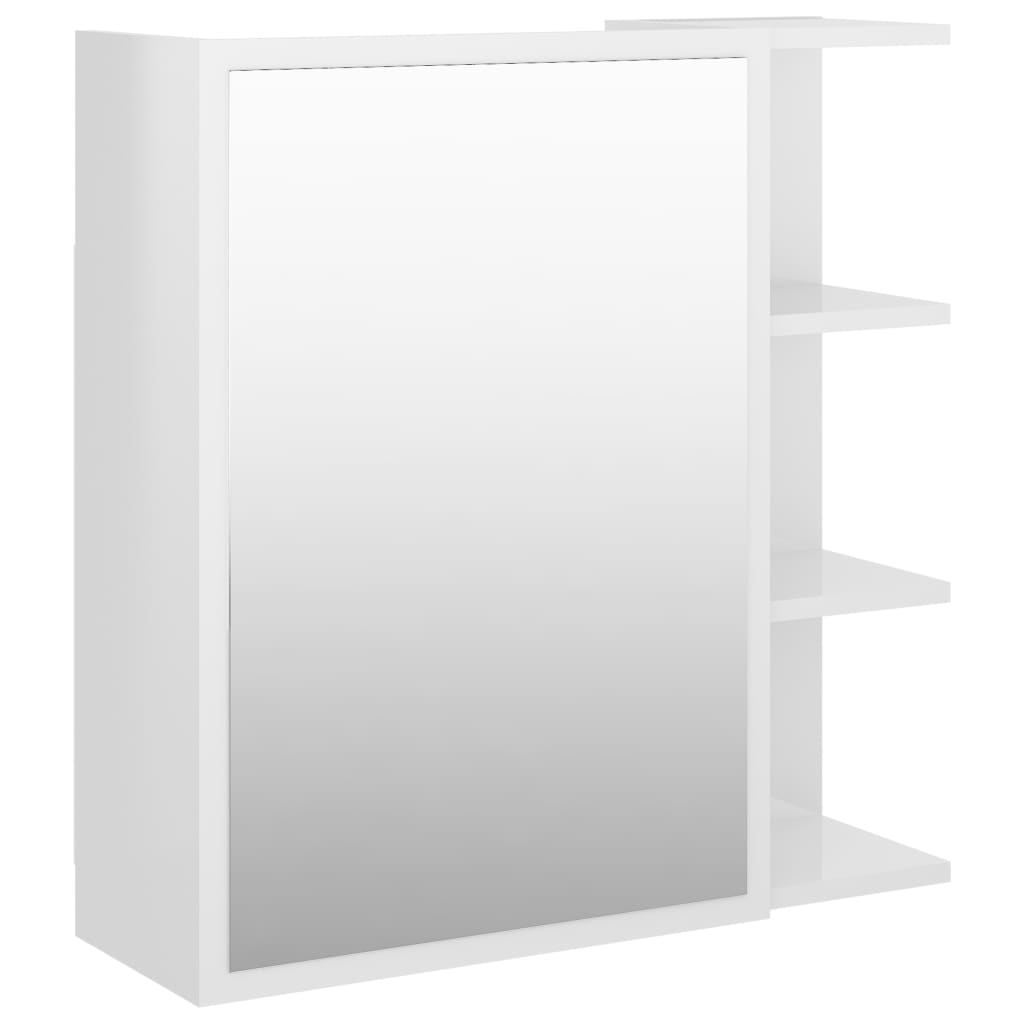 vidaXL Dulap de baie cu oglindă, alb extralucios, 62,5x20,5x64 cm, PAL