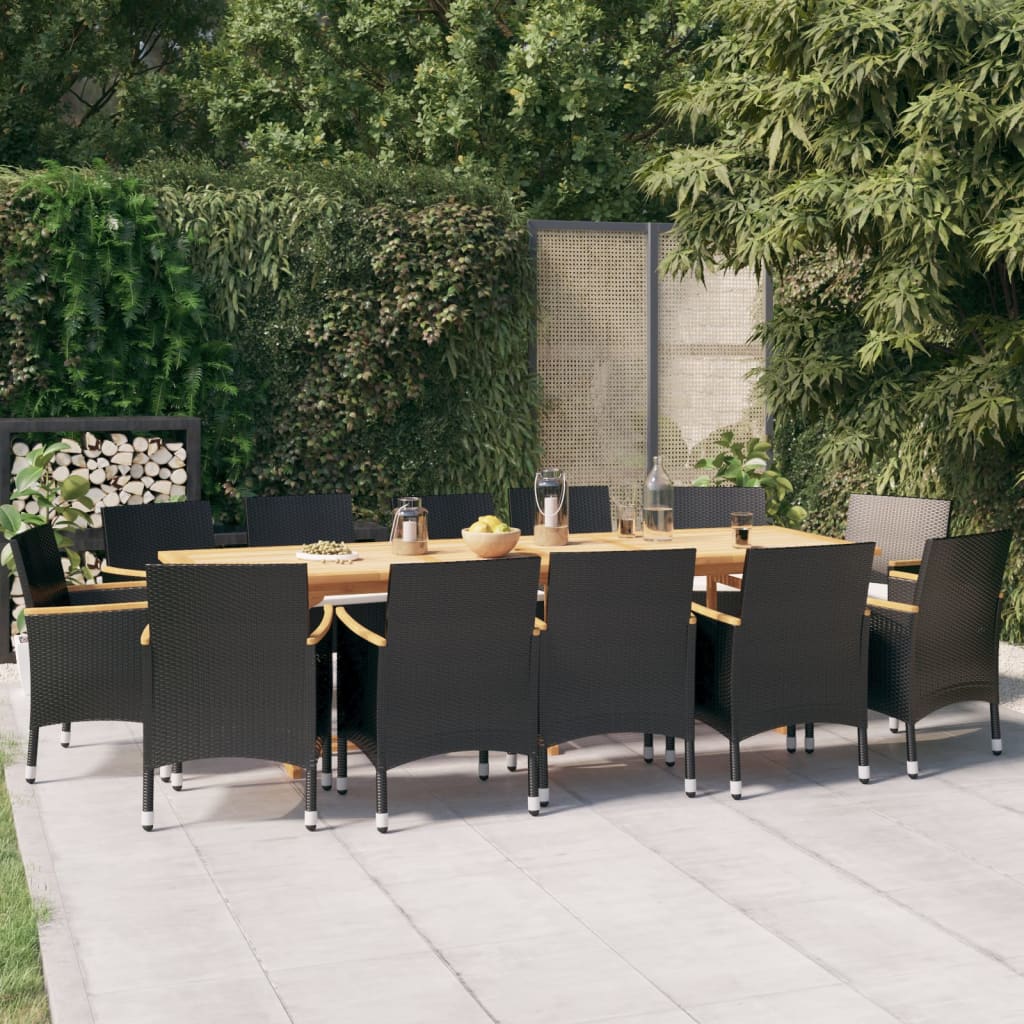 vidaXL Set mobilier de grădină cu perne, 13 piese, negru