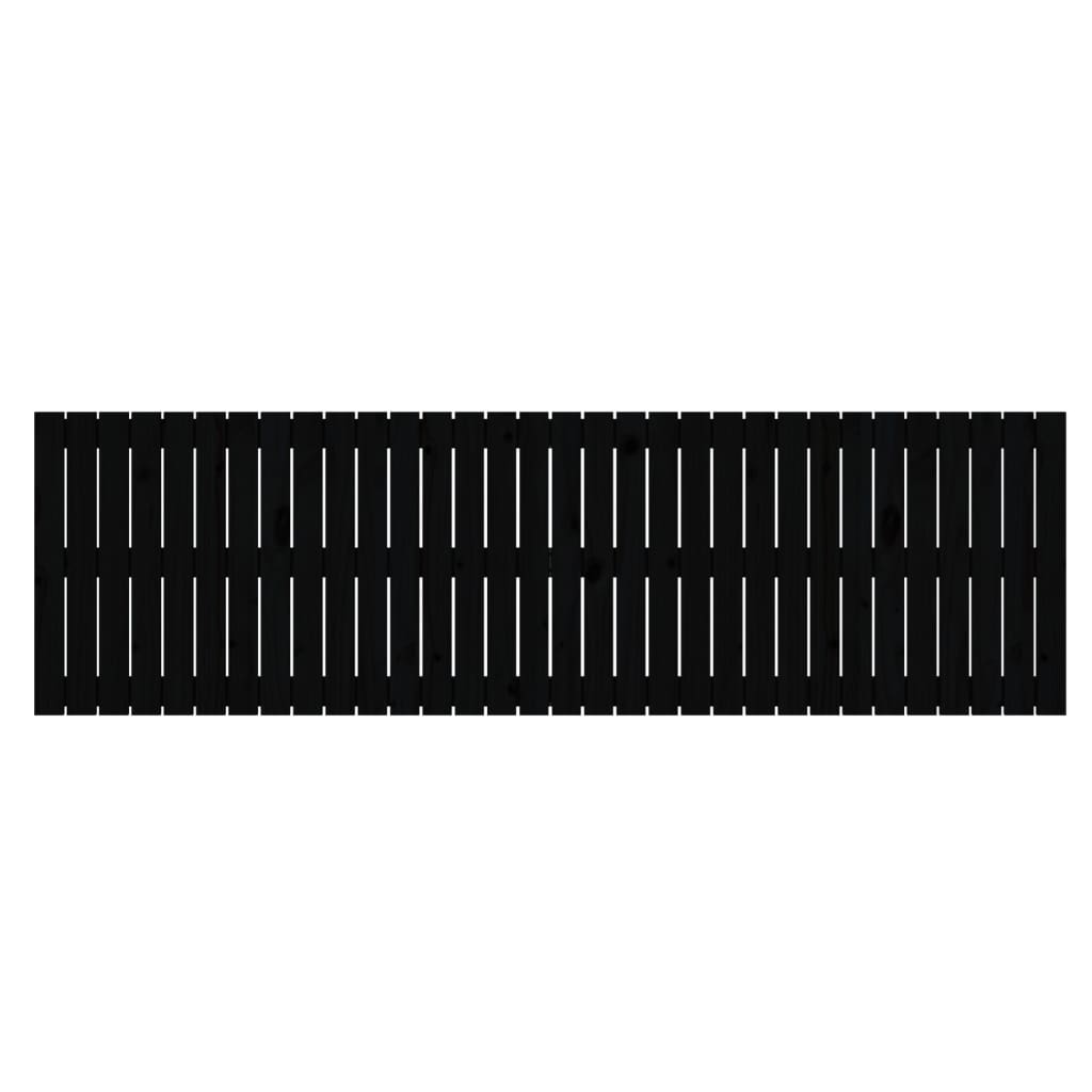 vidaXL Tăblie de pat pentru perete, negru, 204x3x60 cm, lemn masiv pin