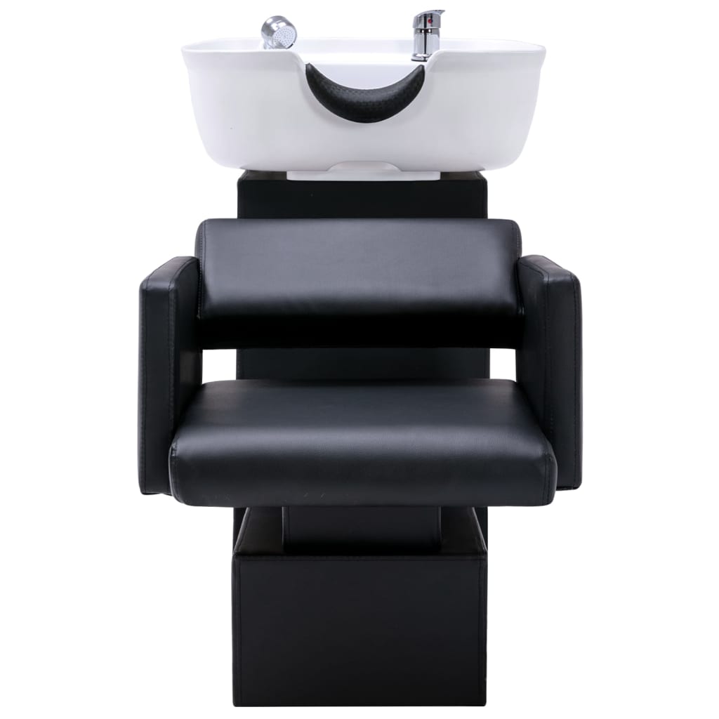 vidaXL Unitate de șamponare cu scaune de salon, piele ecologică