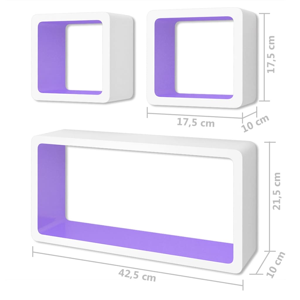 vidaXL Rafturi cub de perete, 6 buc., alb și mov