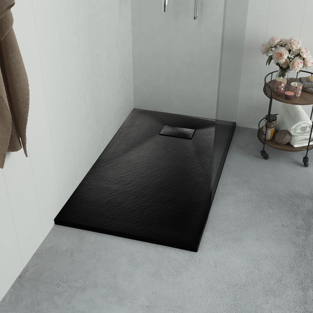 vidaXL Cădiță de duș, negru, 90 x 70 cm, SMC