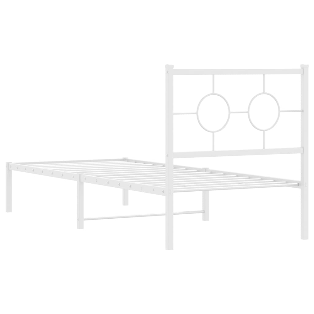 vidaXL Cadru de pat metalic cu tăblie, alb, 75x190 cm
