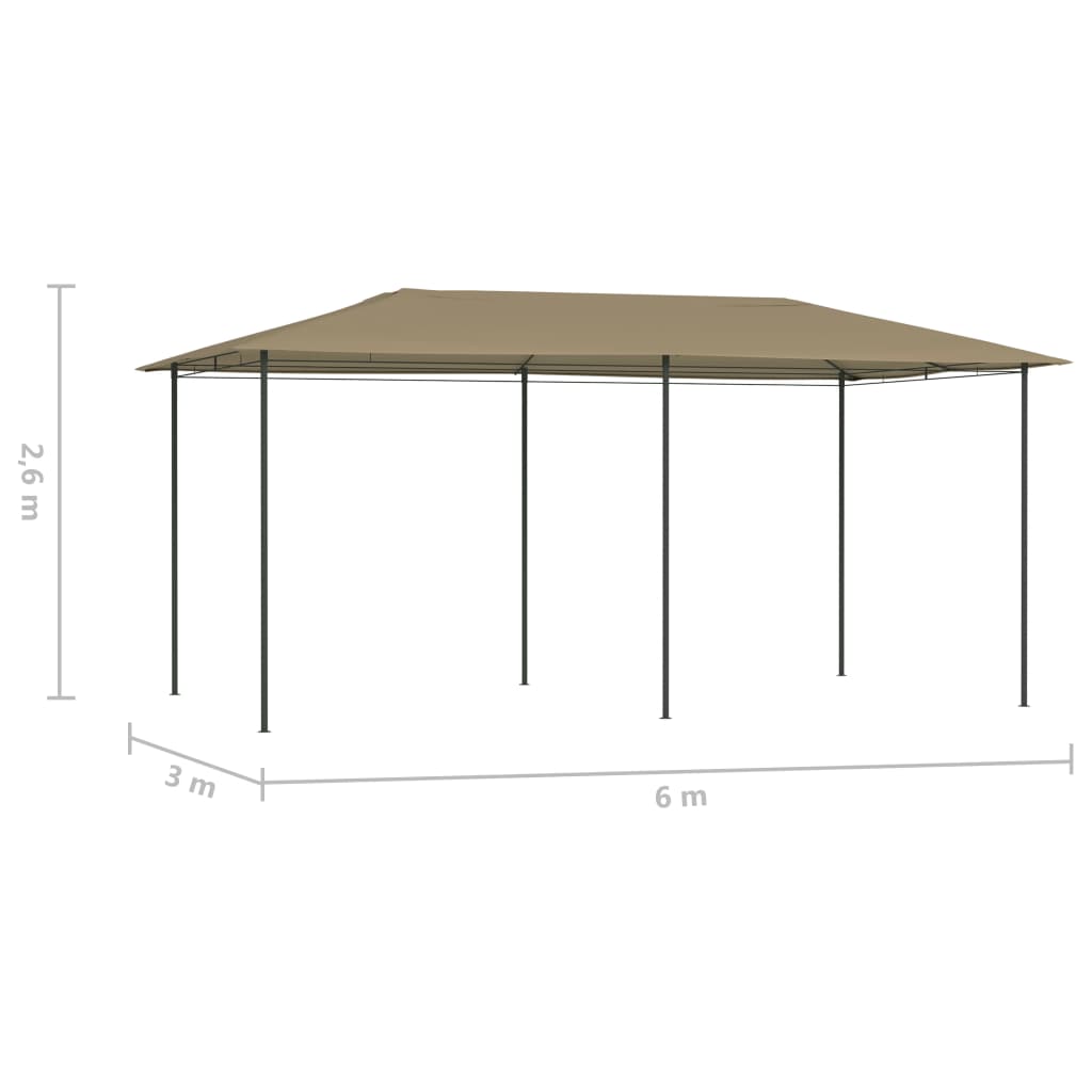 vidaXL Pavilion, gri taupe, 3x6x2,6 m, 160 g/m²
