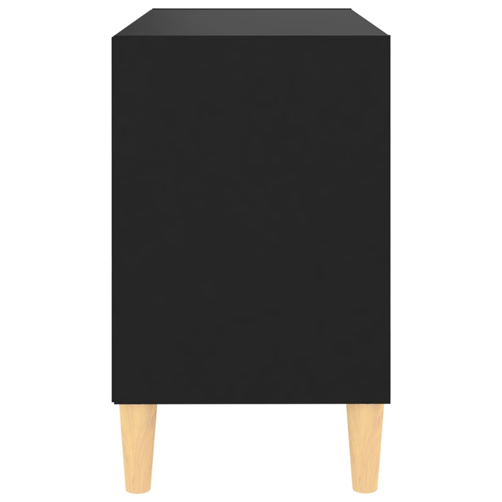 vidaXL Comodă TV, picioare lemn masiv, negru, 69,5x30x50 cm
