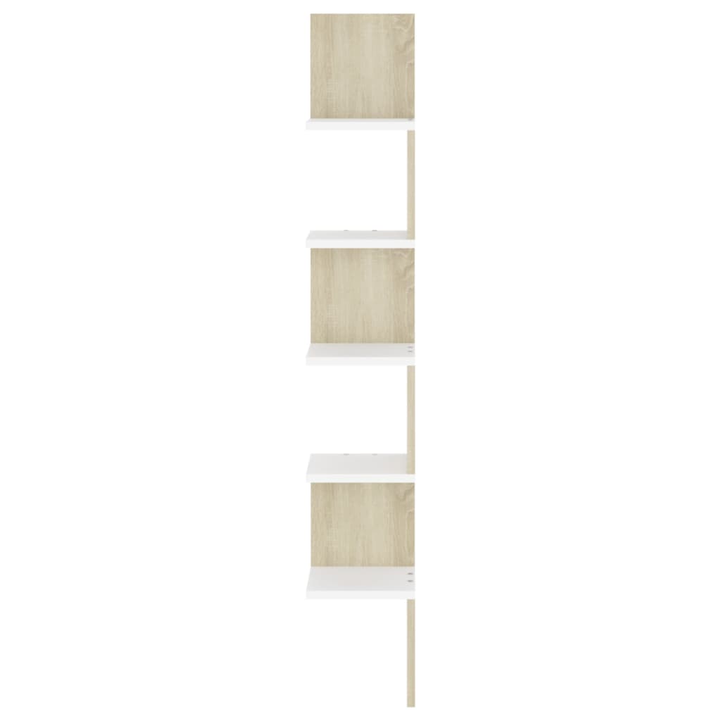 vidaXL Raft de perete pentru colț alb&stejar Sonoma 20x20x127,5 cm PAL