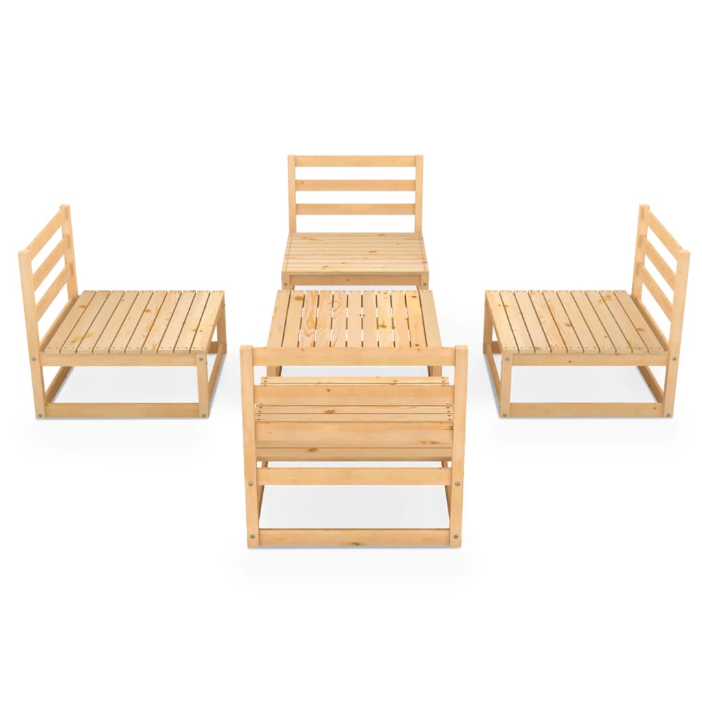vidaXL Set mobilier relaxare de grădină, 5 piese, lemn masiv de pin