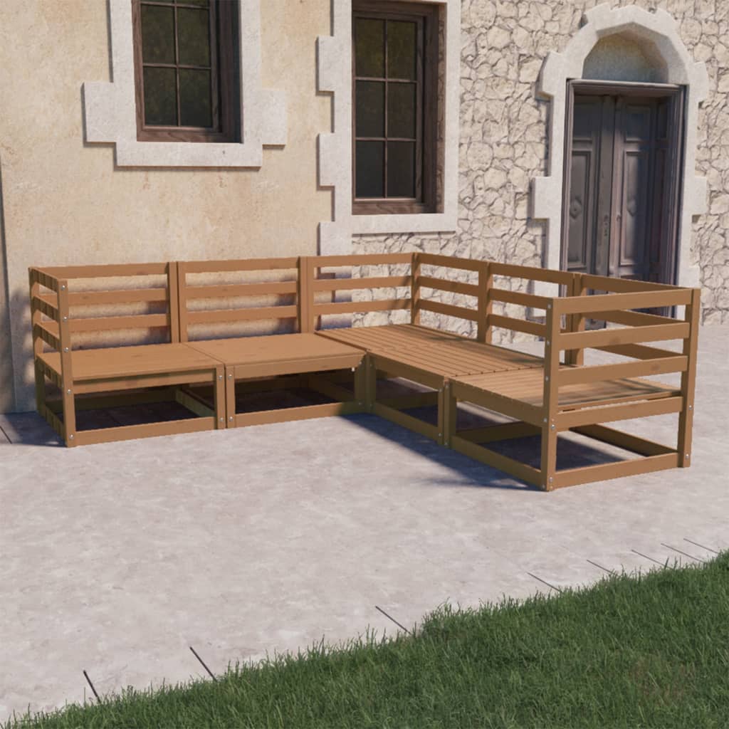 vidaXL Set mobilier de grădină, 5 piese, maro miere, lemn masiv de pin