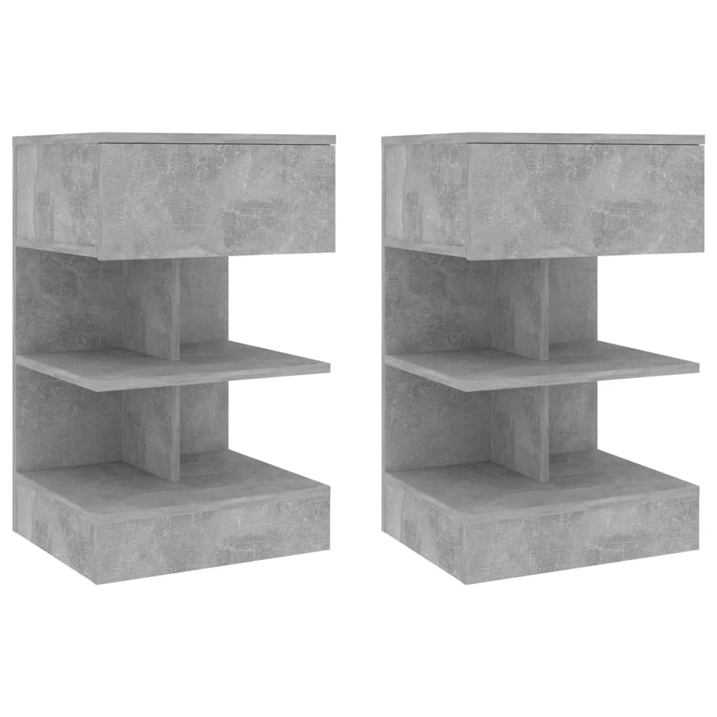 vidaXL Noptiere, 2 buc., gri beton, 40x35x65 cm