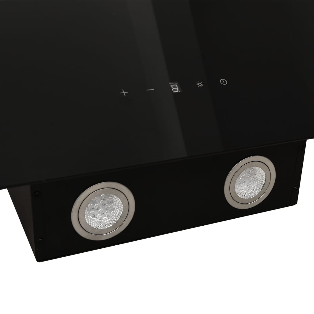 vidaXL Hotă de perete, negru, 90 cm, oțel și sticlă securizată