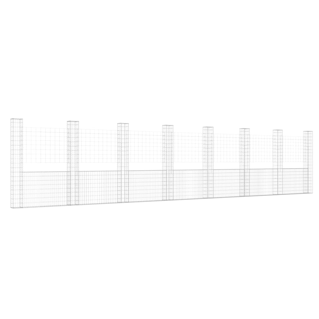 vidaXL Coș gabion în formă de U cu 8 stâlpi, 860x20x200 cm, fier