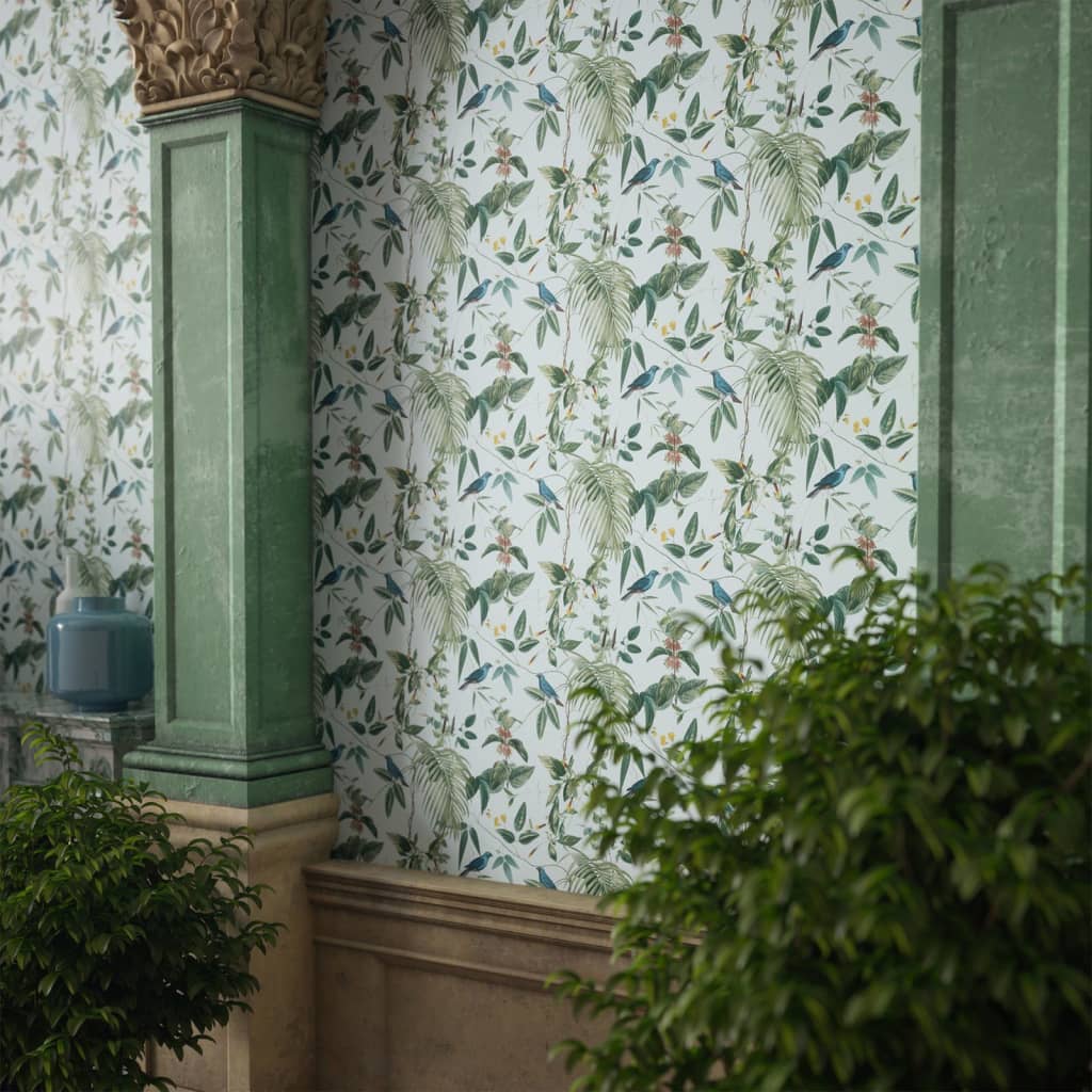 DUTCH WALLCOVERINGS Tapet "Exotic Garden", albastru și verde