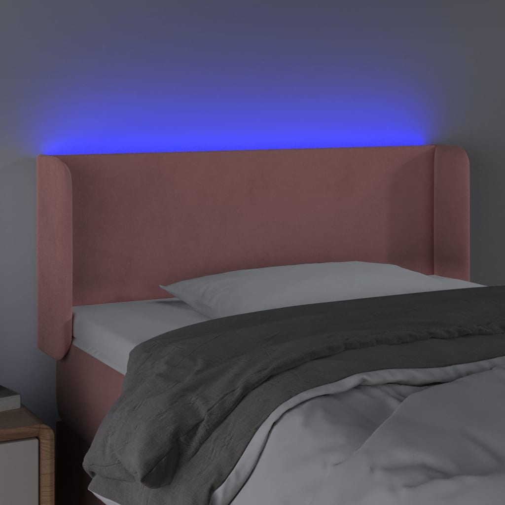 vidaXL Tăblie de pat cu LED, roz, 83x16x78/88 cm, catifea