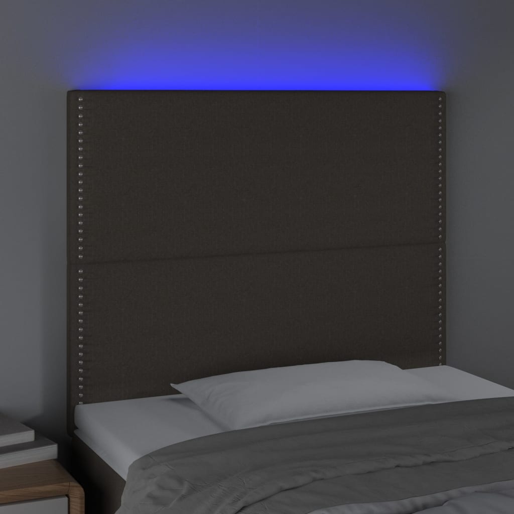 vidaXL Tăblie de pat cu LED, gri taupe, 80x5x118/128 cm, textil