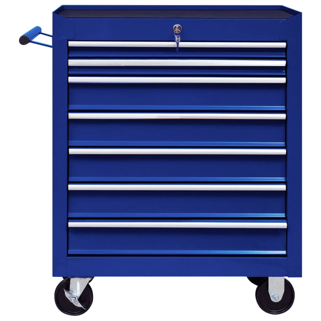 vidaXL Cărucior de scule pentru atelier cu 7 sertare, albastru