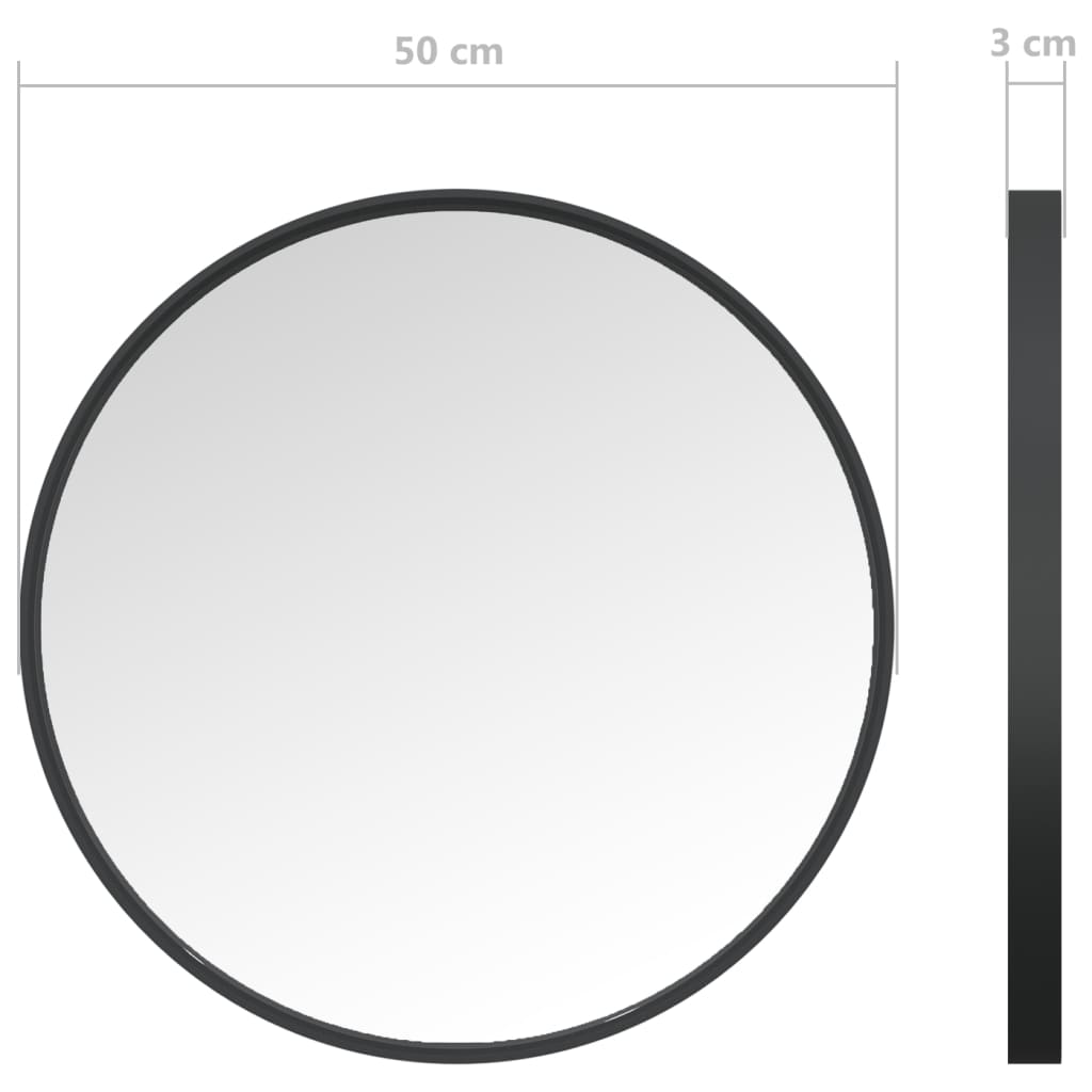 vidaXL Oglindă de perete, negru, 50 cm