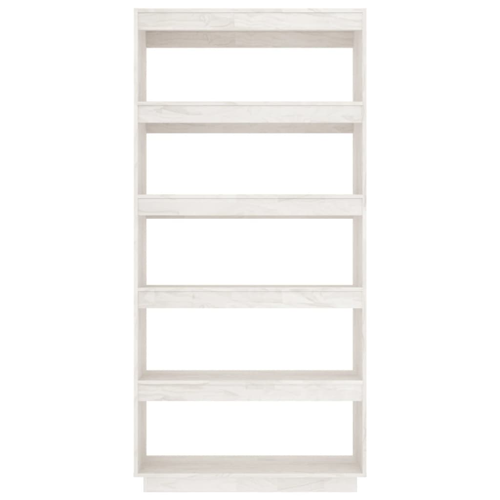 vidaXL Bibliotecă/Separator cameră, alb, 80x35x167 cm, lemn masiv pin
