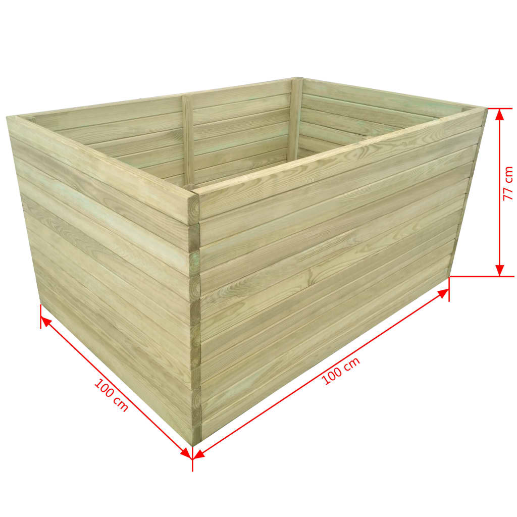 vidaXL Strat înălțat de grădină, 100x100x77 cm, lemn de pin tratat