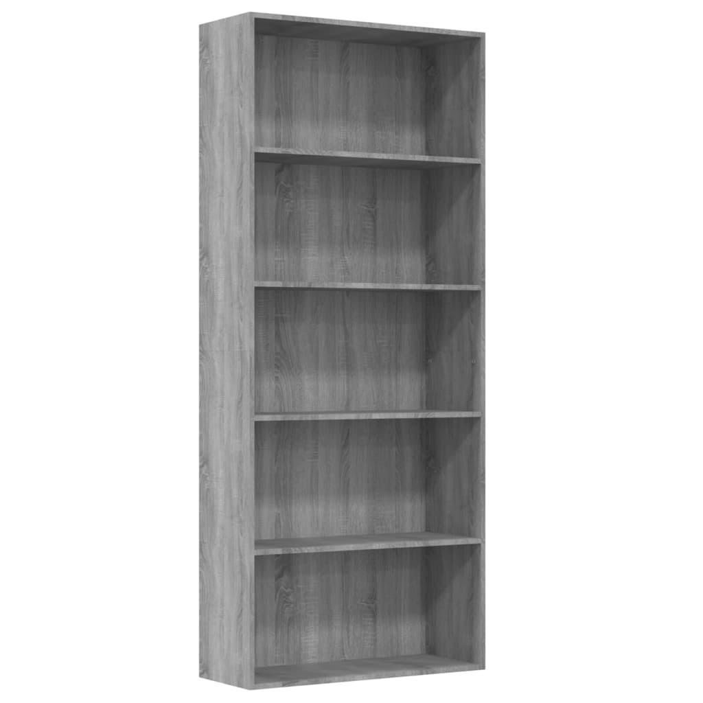 vidaXL Bibliotecă 5 niveluri gri sonoma 80x30x189 cm lemn compozit