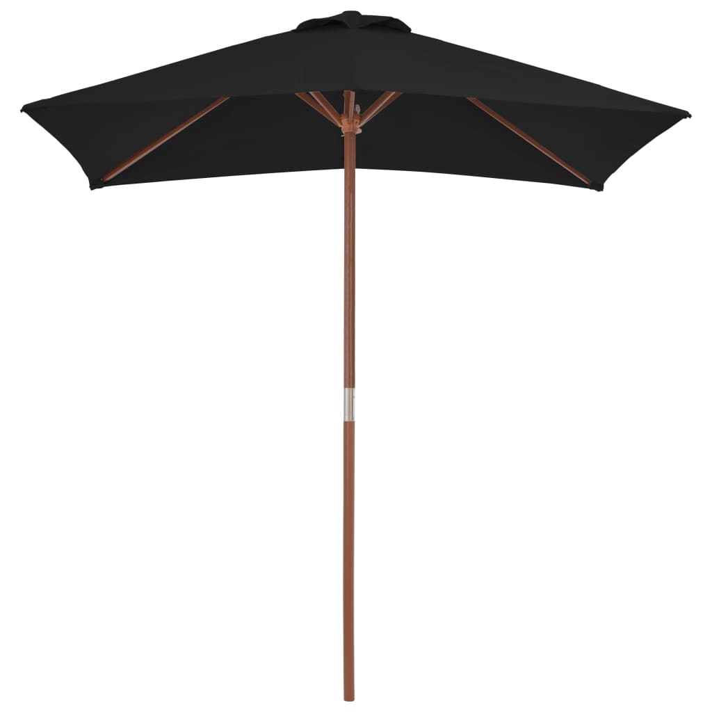 vidaXL Umbrelă de soare, exterior, stâlp lemn, negru, 150x200 cm