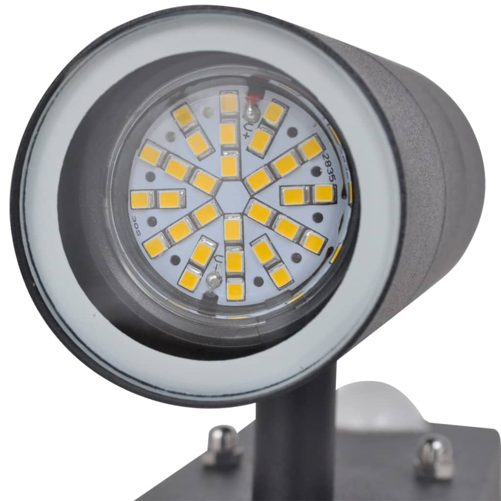 Lampă perete LED cu senzor, formă cilindrică, negru, oțel inoxidabil