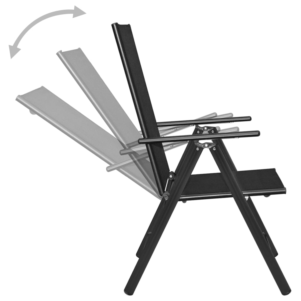 vidaXL Set mobilier bistro, 3 piese, negru, aluminiu și textilenă