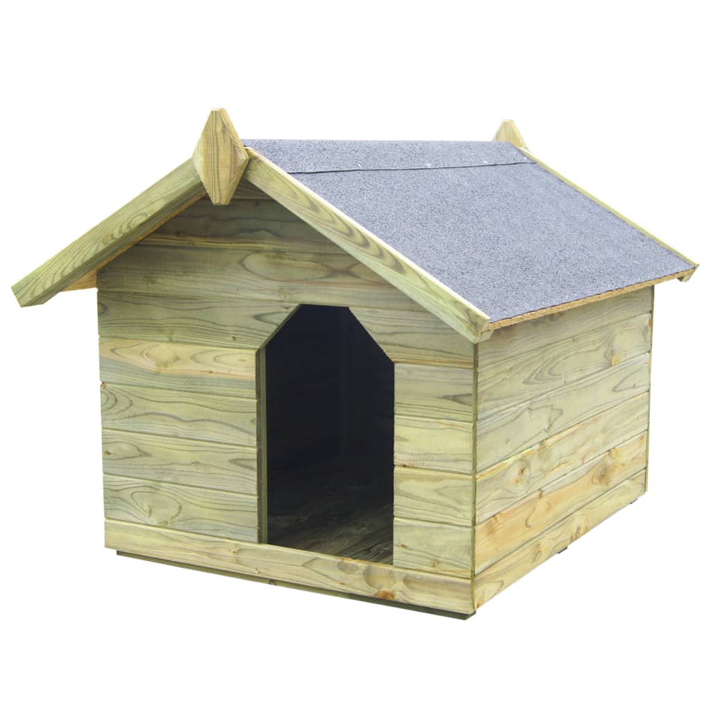vidaXL Cușcă câine grădină, acoperiș detașabil, lemn pin tratat