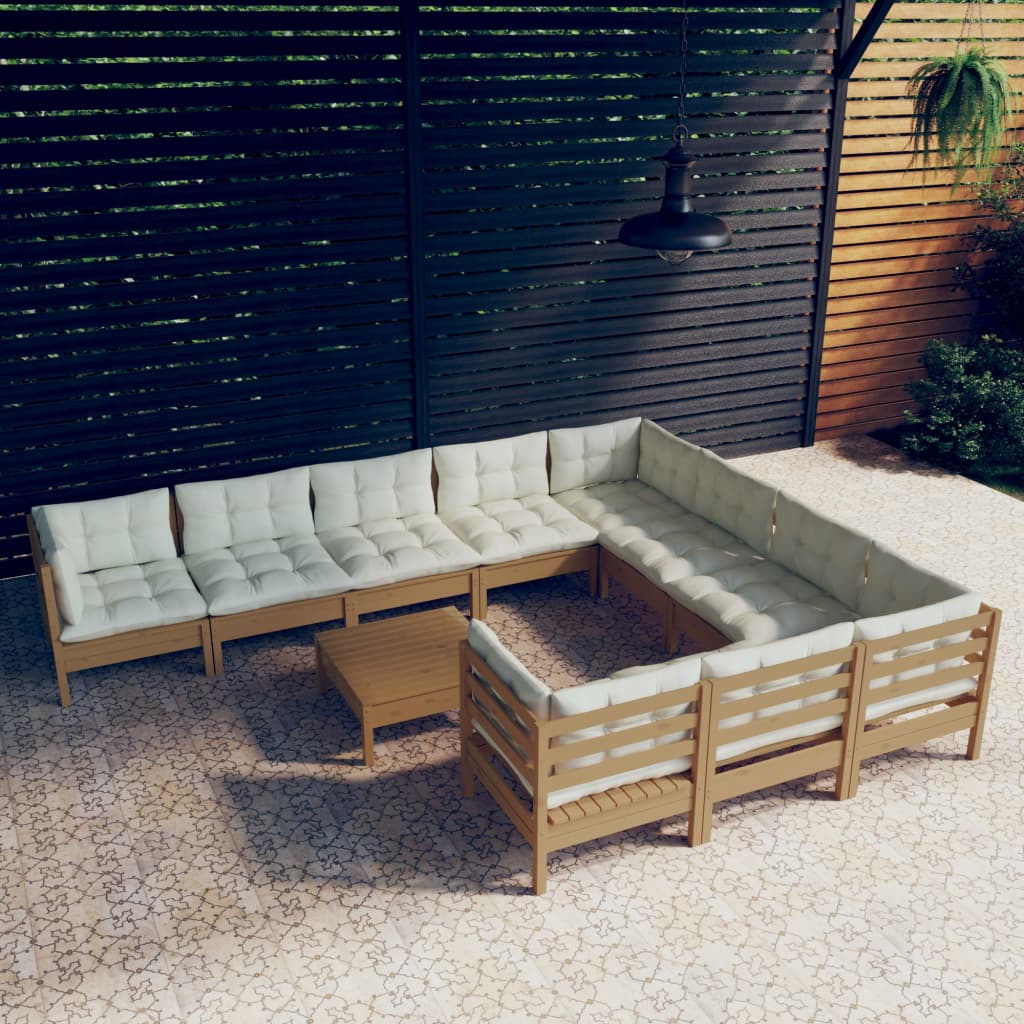 vidaXL Set mobilier grădină cu perne, 11 piese, maro miere, lemn de pin