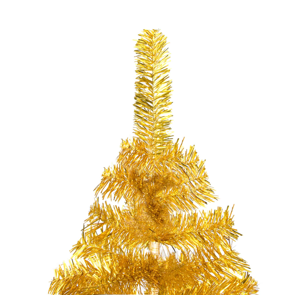 vidaXL Brad Crăciun artificial pre-iluminat/suport, auriu, 150 cm, PET