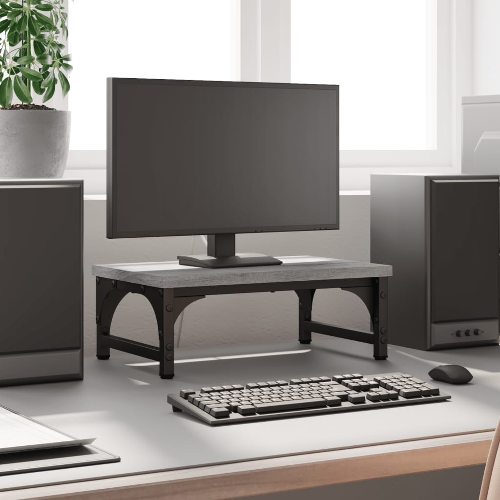 vidaXL Suport pentru monitor, gri sonoma, 37x23x14 cm, lemn compozit