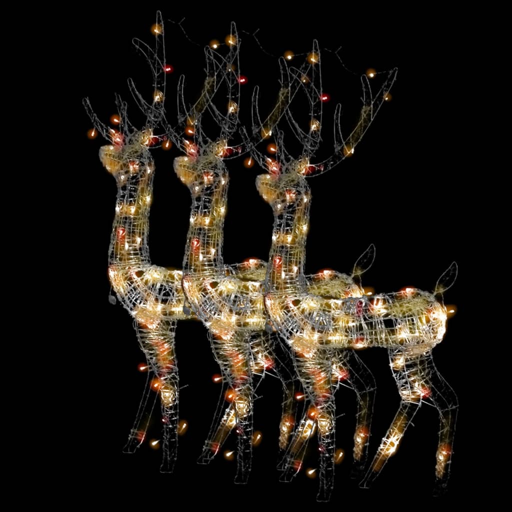 vidaXL Decorațiuni ren de Crăciun, 3 buc., multicolor, 120 cm, acril