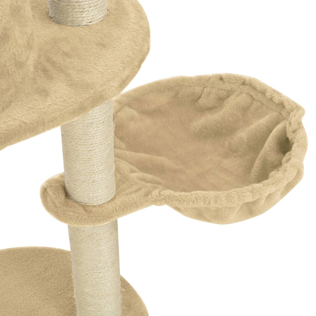 vidaXL Ansamblu pentru pisici cu stâlpi din funie sisal, bej, 160 cm