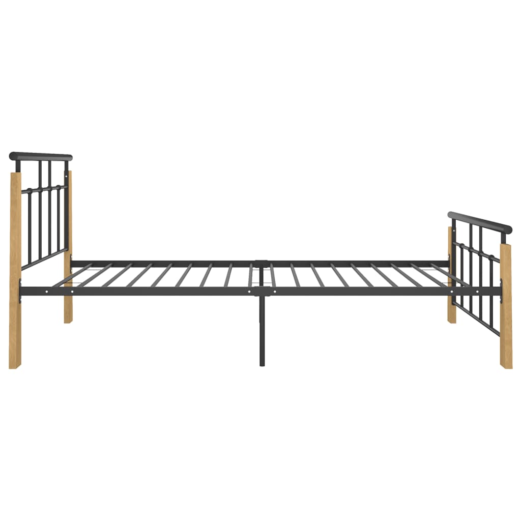 vidaXL Cadru de pat, 100x200 cm, metal și lemn masiv stejar